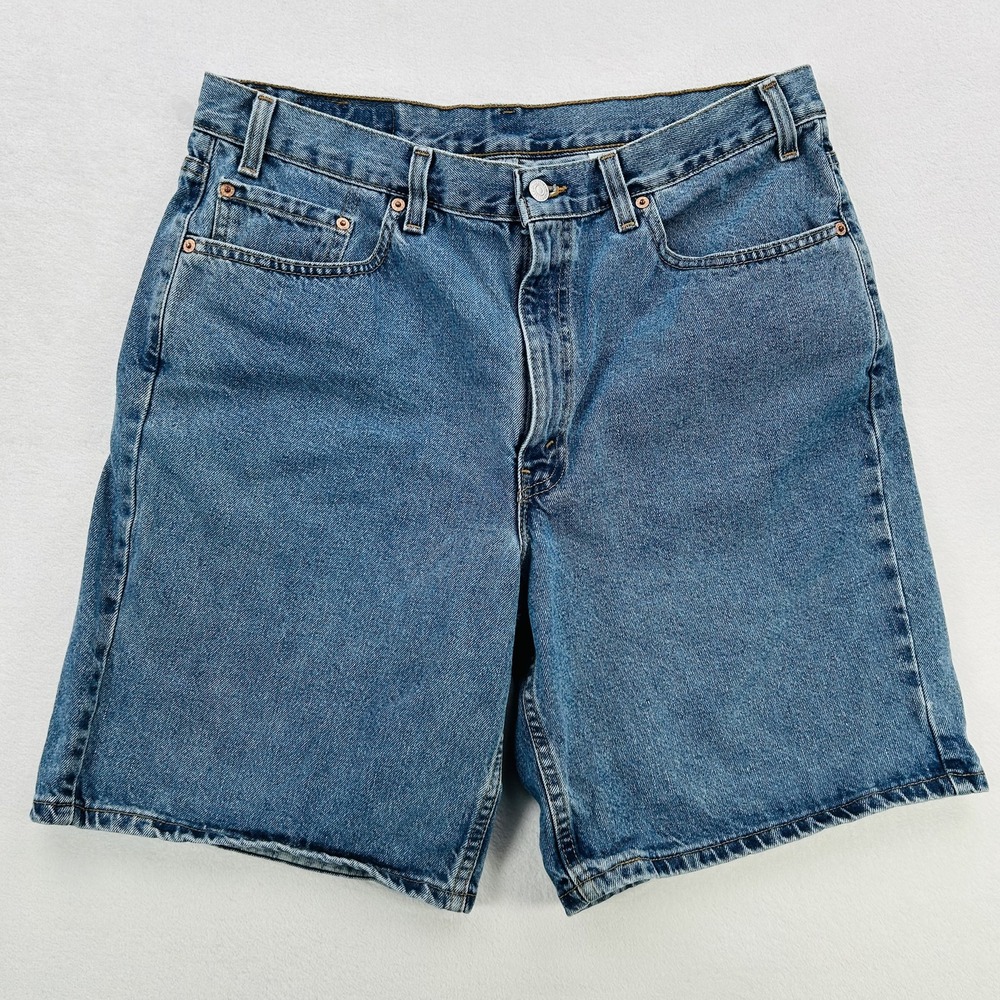 Vintage Levis 550 Denim Shorts Mens 38 Blue Relaxed Fit Made USA Jean Cutoff 90s